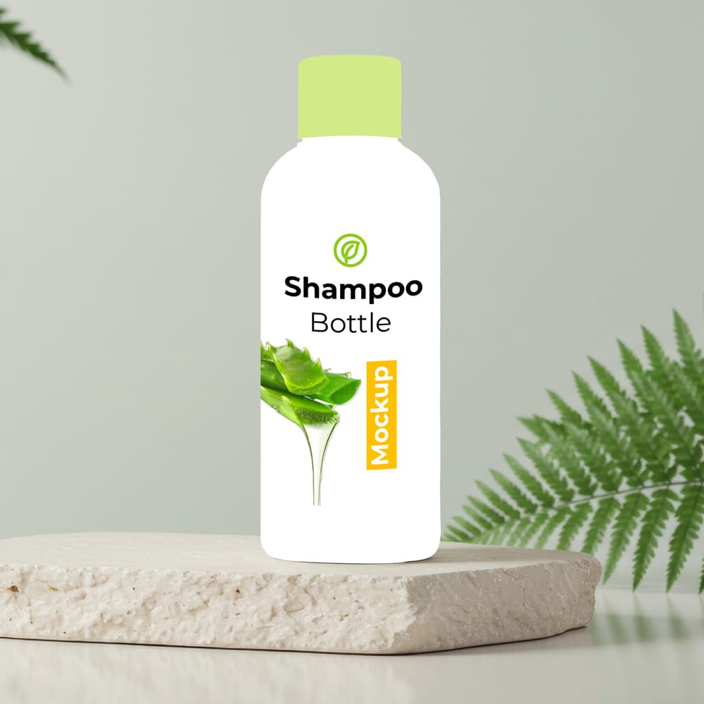 Free Organic Cosmetic Shampoo Bottle Mockup PSD