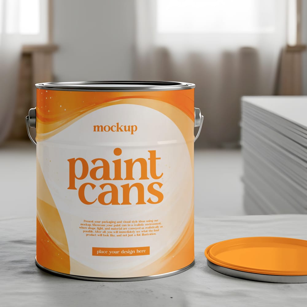 Free Paint Cans Mockup PSD
