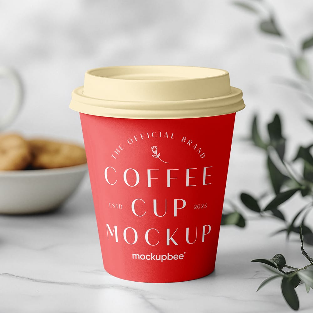 Free Paper Cup with Cookie Mockup PSD