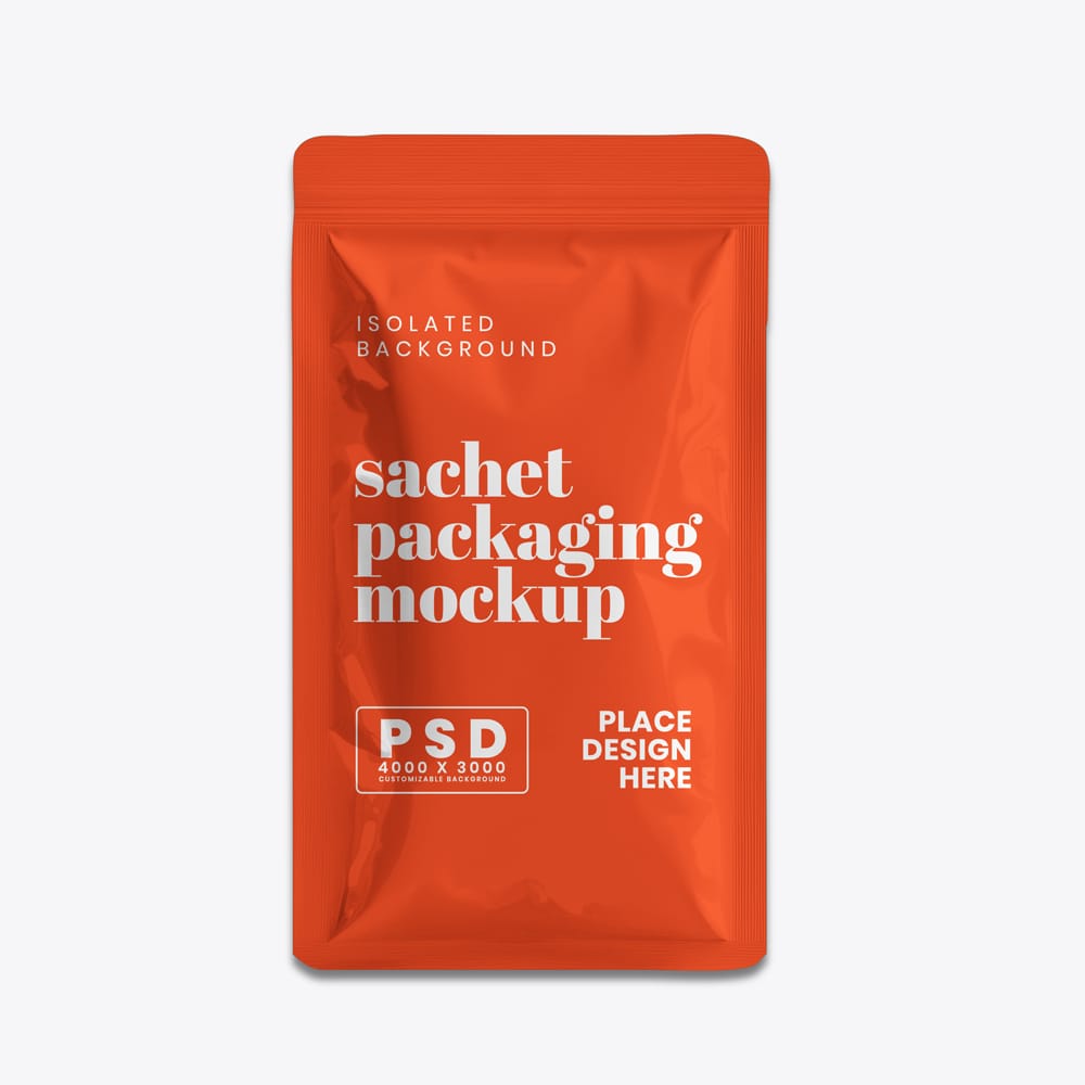 Free Plastic Sachet Packaging Mockup PSD