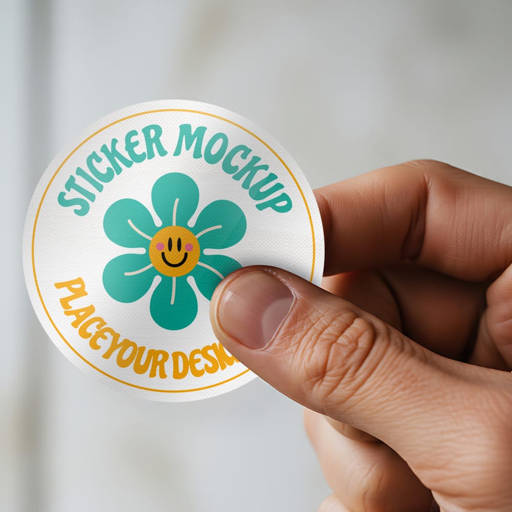 Free Realistic Round Sticker Mockup PSD