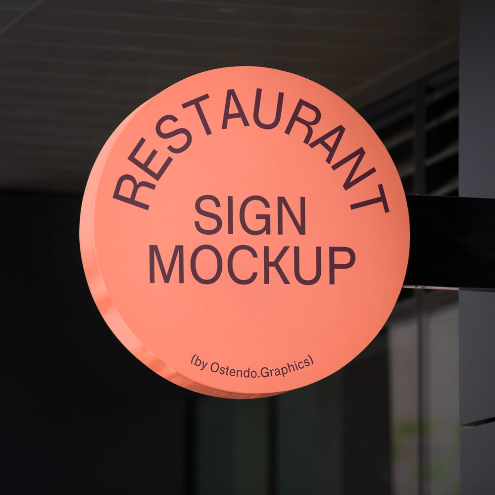 Free Round Sign Mockup PSD