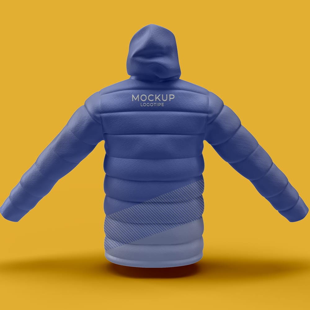Free Streetwear Puffer Jacket Mockup PSD