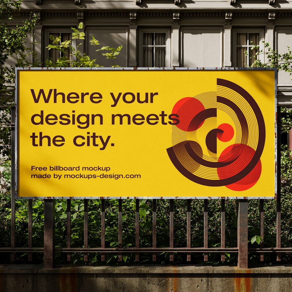 Free Urban Fence Billboard Mockup PSD