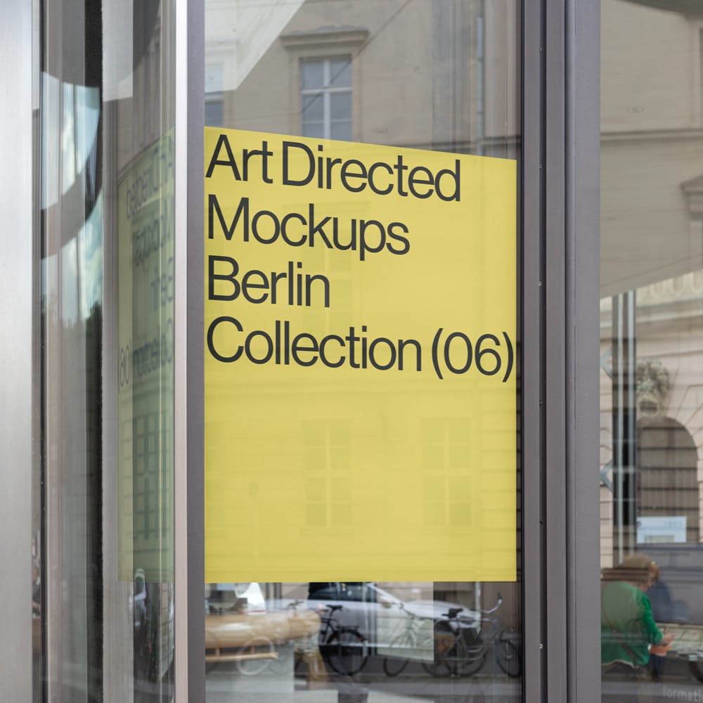 Free Vertical Glass Window Poster Mockup PSD