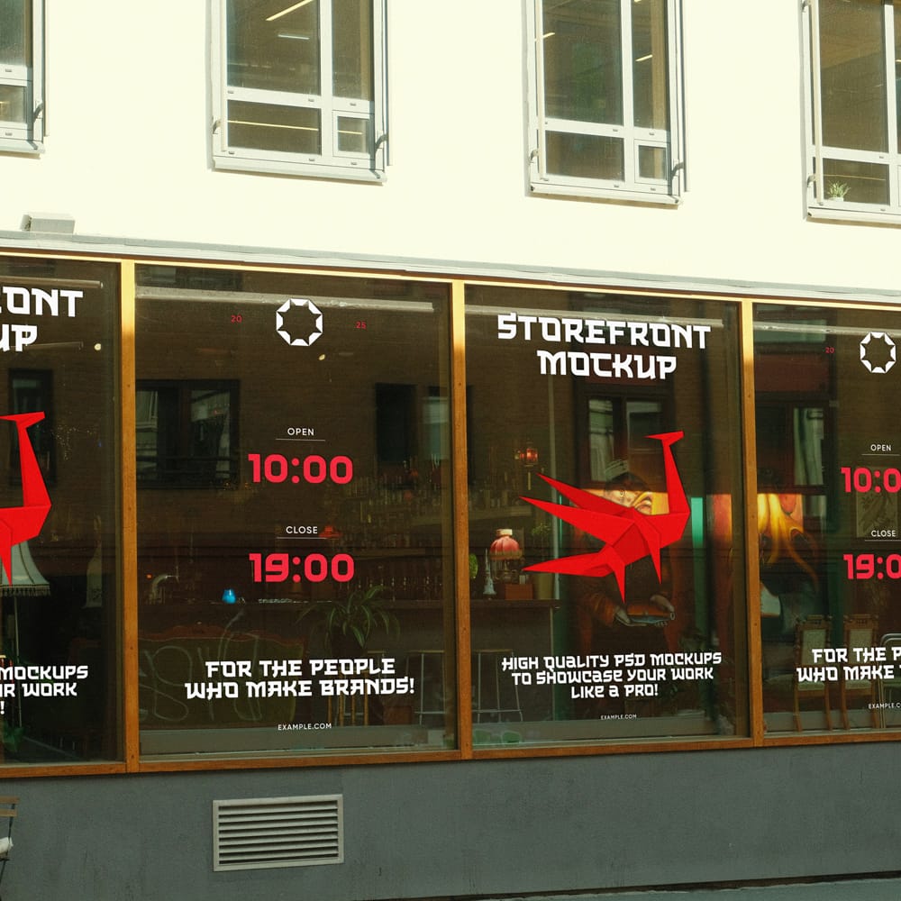 Free Wide Window Storefront Mockup PSD