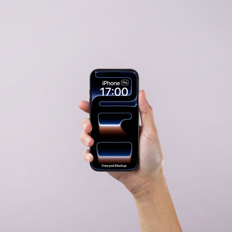 Hand Holding iPhone 17 Pro Mockup PSD