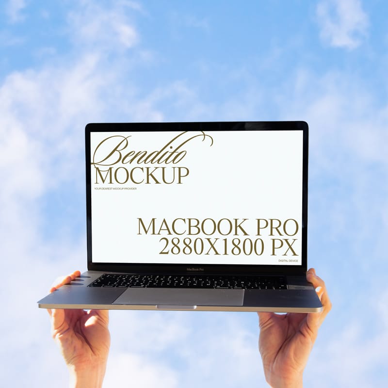 Hands Holding MacBook Pro Mockup PSD