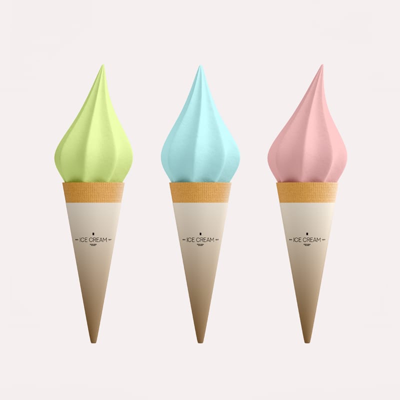 Ice Cream Cone Mockup Template PSD