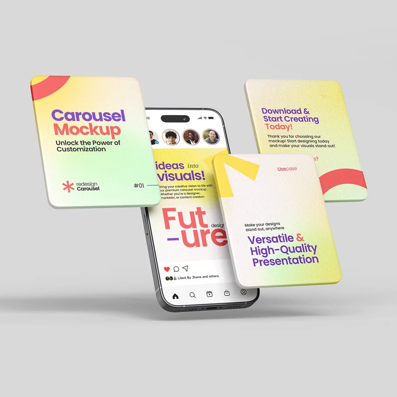 Instagram Carousel Mockup Set PSD