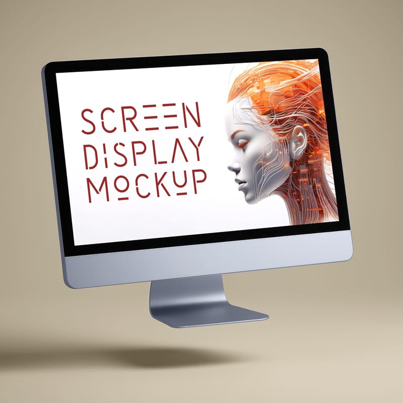 Levitating iMac Mockup PSD