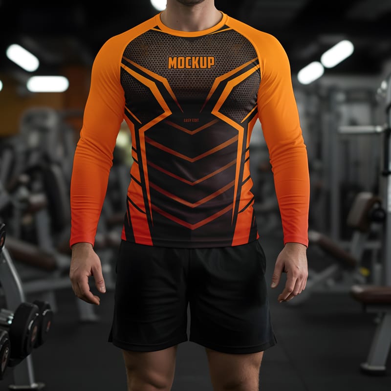 Men’s Stretch Long Sleeve Mockup PSD