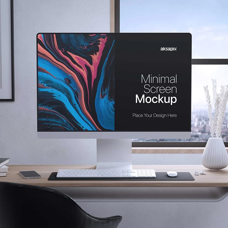 Minimal Desktop Screen Mockup PSD