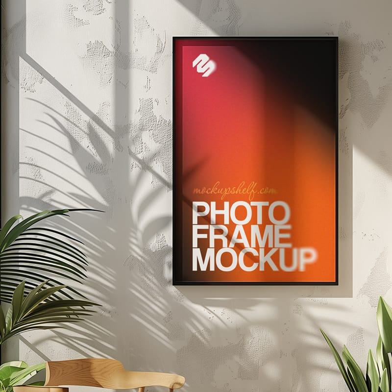 Modern Sunlit Photo Frame Mockup for Interior Display PSD