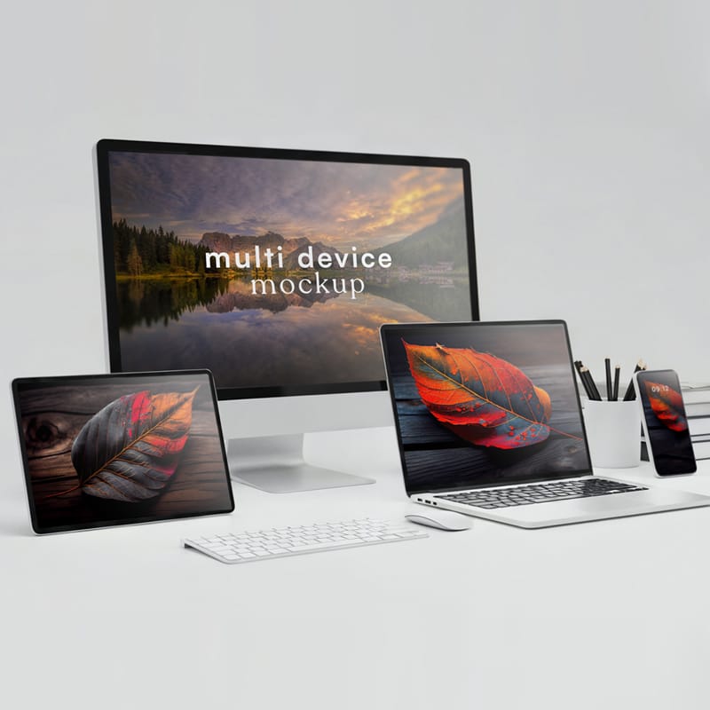 Multi Device Workspace Mockup PSD