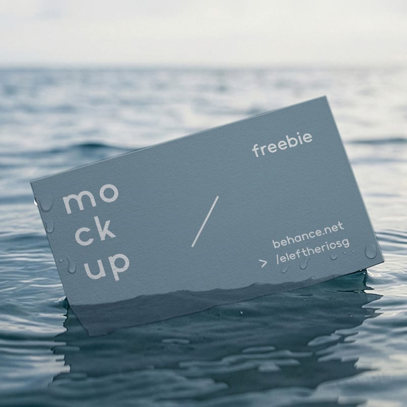 Ocean Floating Business Card Mockup PSD
