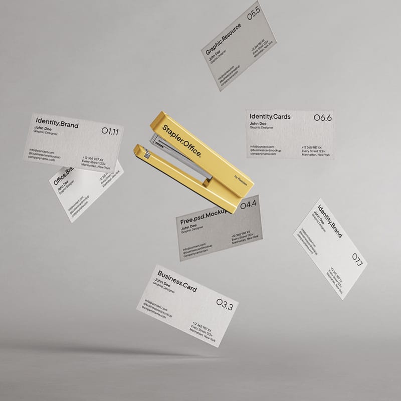 Office Identity Business Cards Mockup PSD