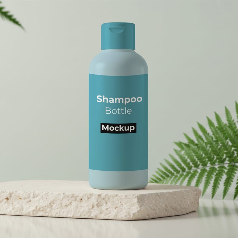 Organic Cosmetic Shampoo Bottle Mockup PSD