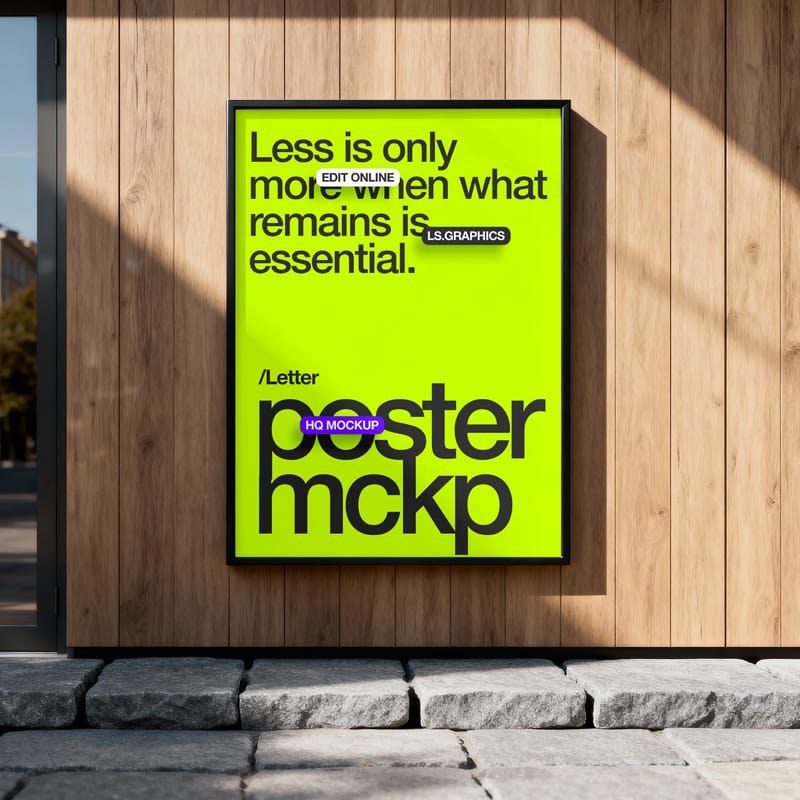 Outdoor Wooden Wall Poster Mockup PSD