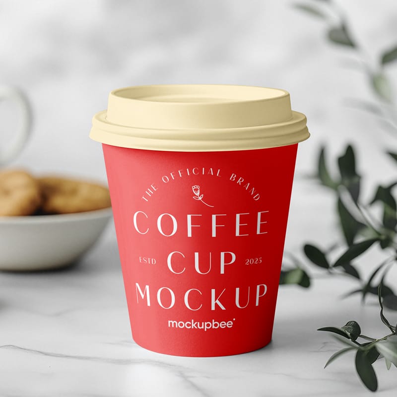 Paper Cup with Cookie Mockup PSD