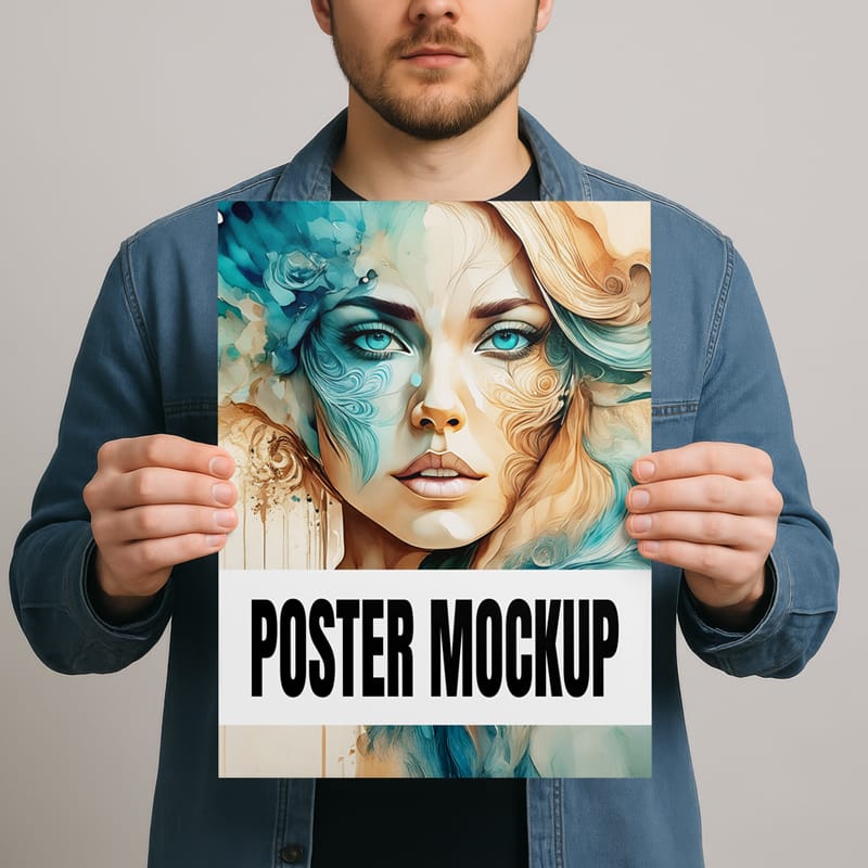 Poster Front View Mockup PSD