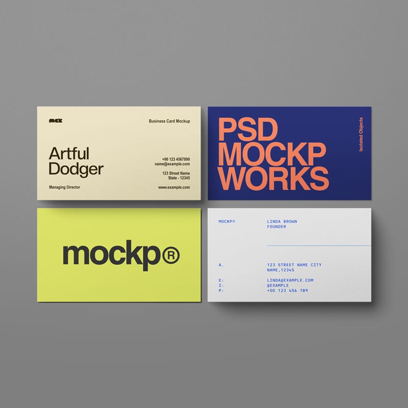 Professional Flat Lay Business Card Mockup PSD