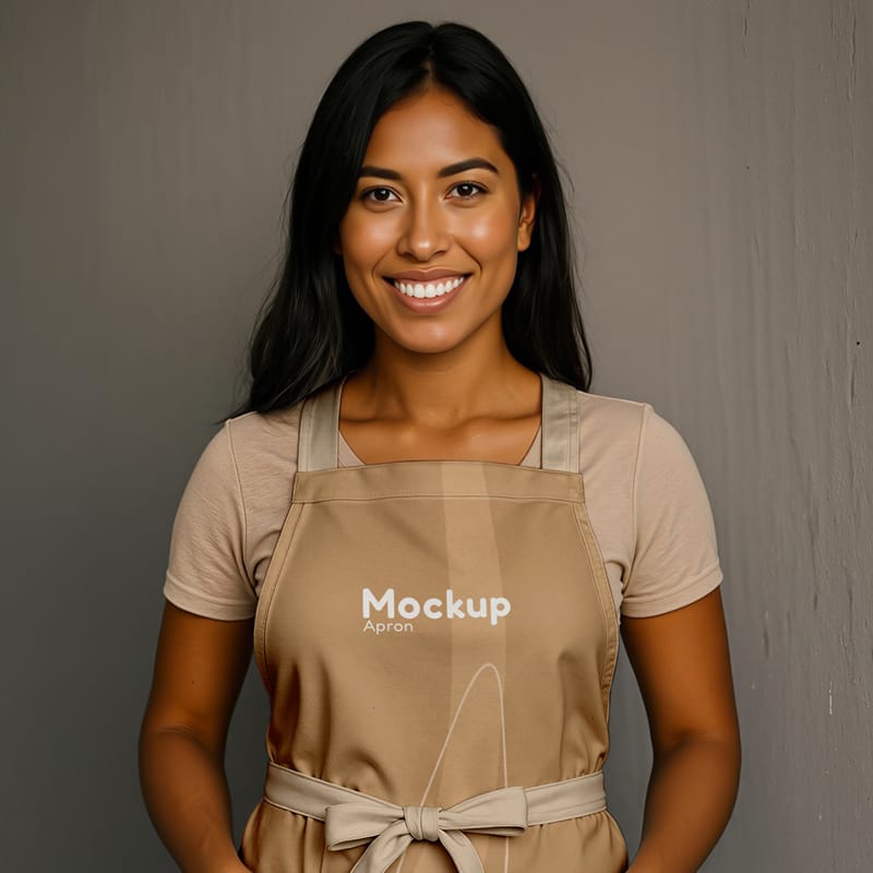 Realistic Female Model Apron Mockup PSD