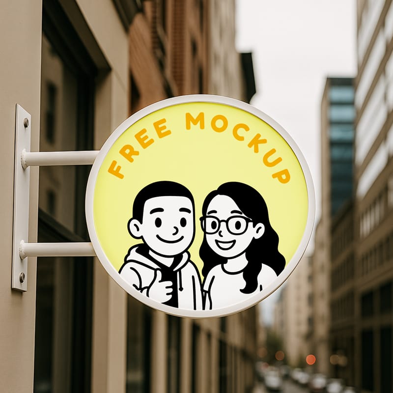 Round Blade Sign Mockup PSD