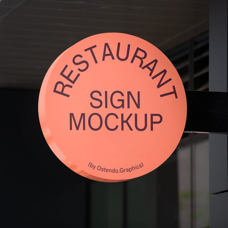 Round Sign Mockup PSD