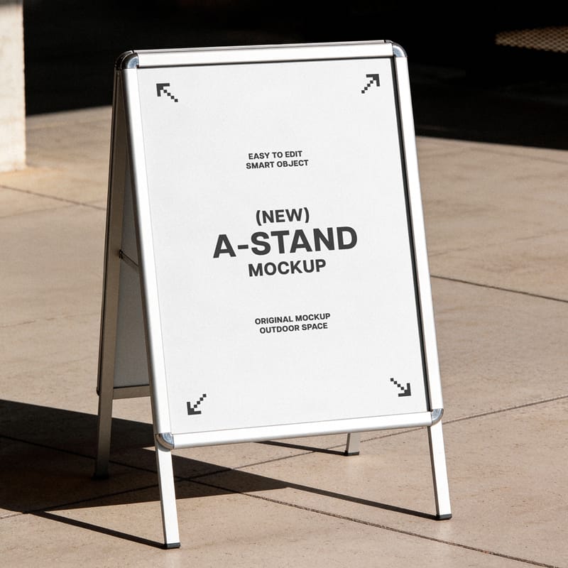 Street-Level Folding Sign Mockup PSD