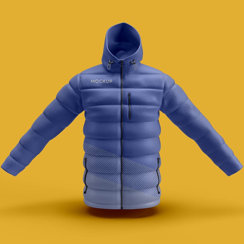 Streetwear Puffer Jacket Mockup PSD