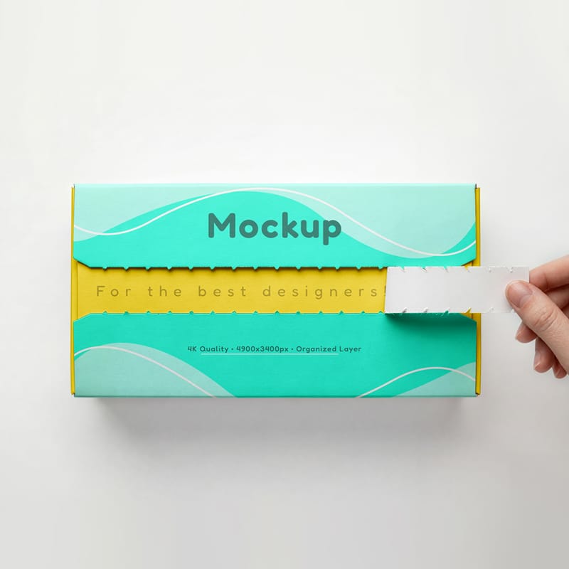 Tear Strip Box Mockup PSD