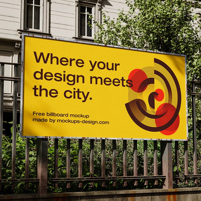 Urban Fence Billboard Mockup PSD