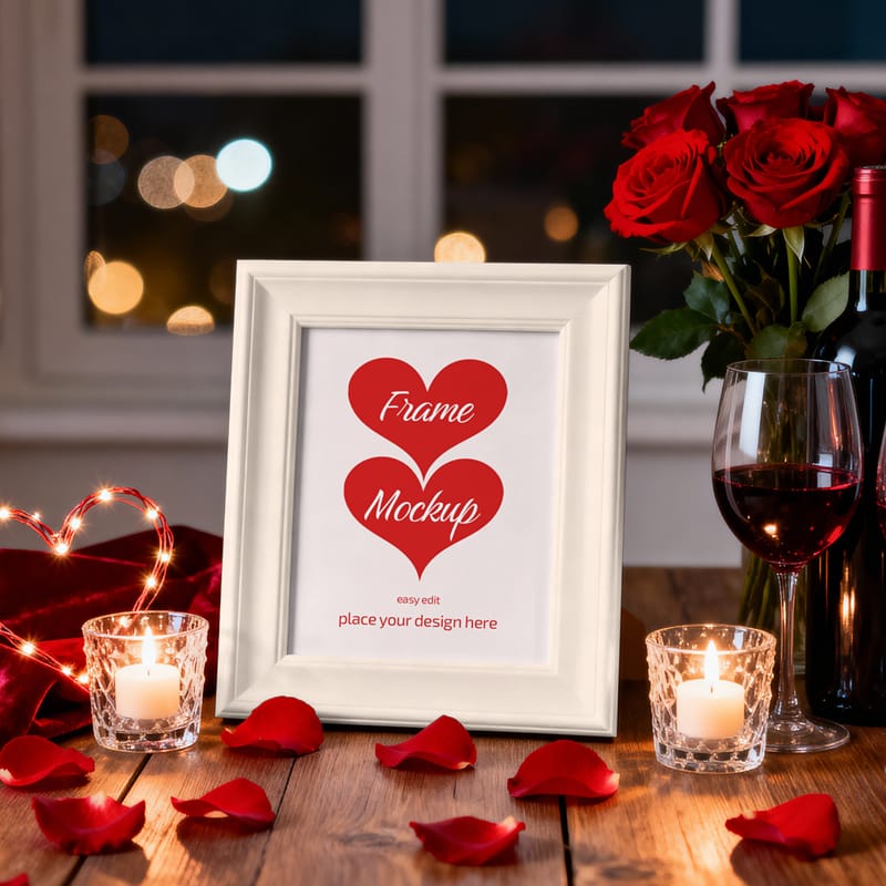 Valentine’s Day Frame Mockup PSD
