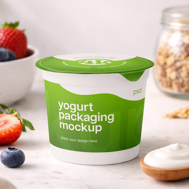 Yogurt Packaging Mockup Template PSD