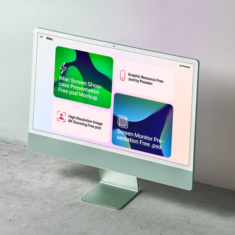 iMac Screen Showcase Presentation Mockup PSD