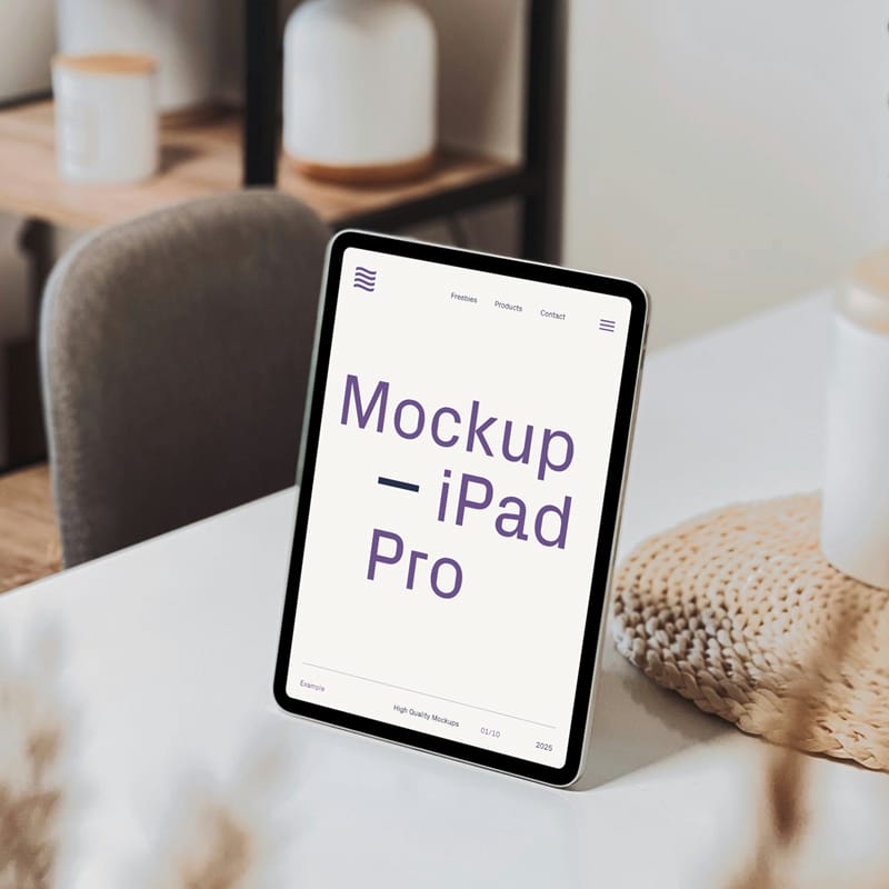 iPad Pro on Table Mockup PSD