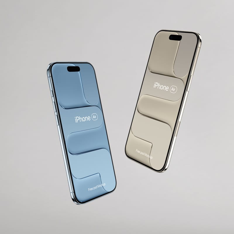 iPhone Air Showcase Screens Mockup PSD