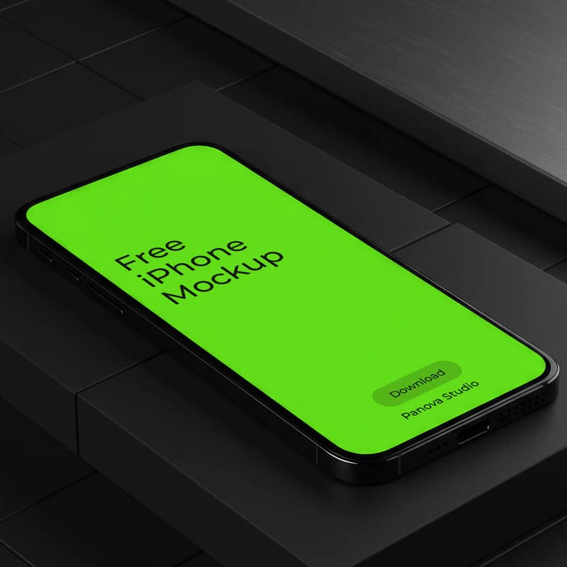 iPhone on Dark Box Mockup PSD