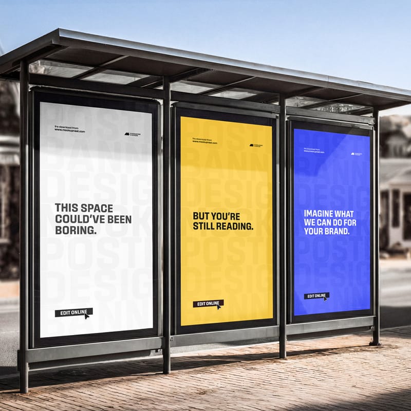 3-Panel Billboard Mockup PSD
