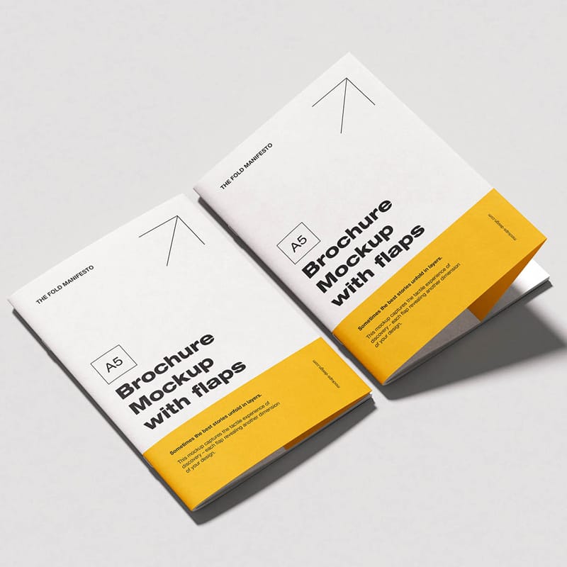 A5 Brochure with Flaps Mockup PSD