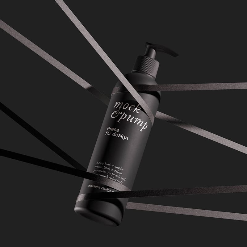 Artistic Pump Bottle Mockup PSD