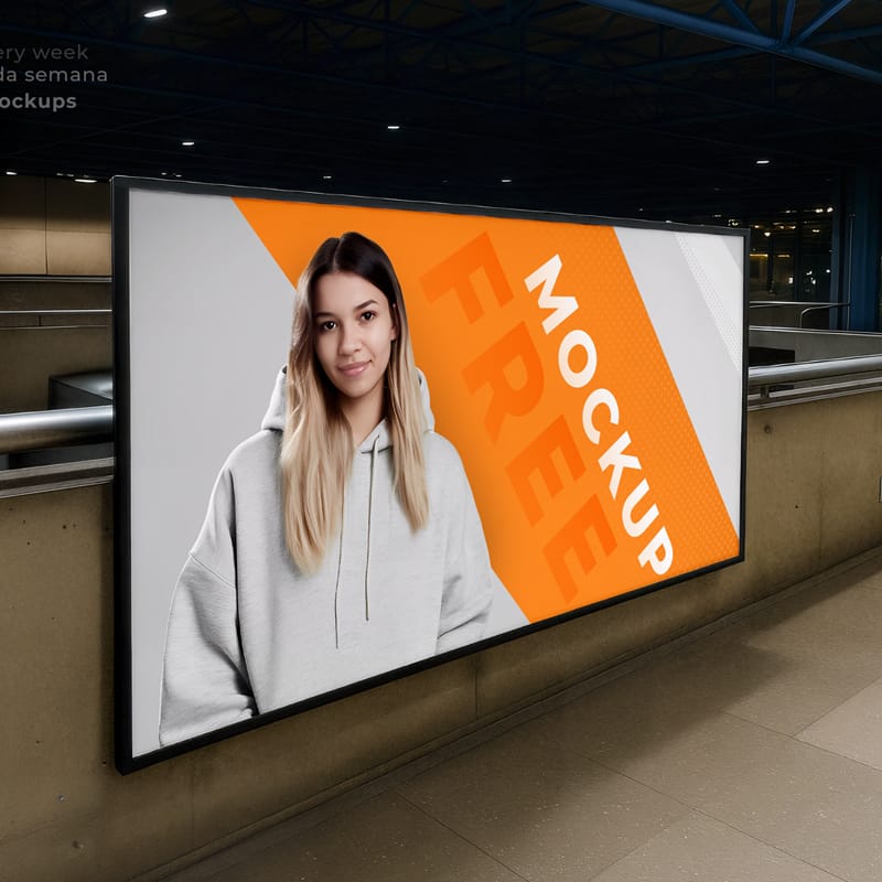 Bus Station Billboard Mockup PSD