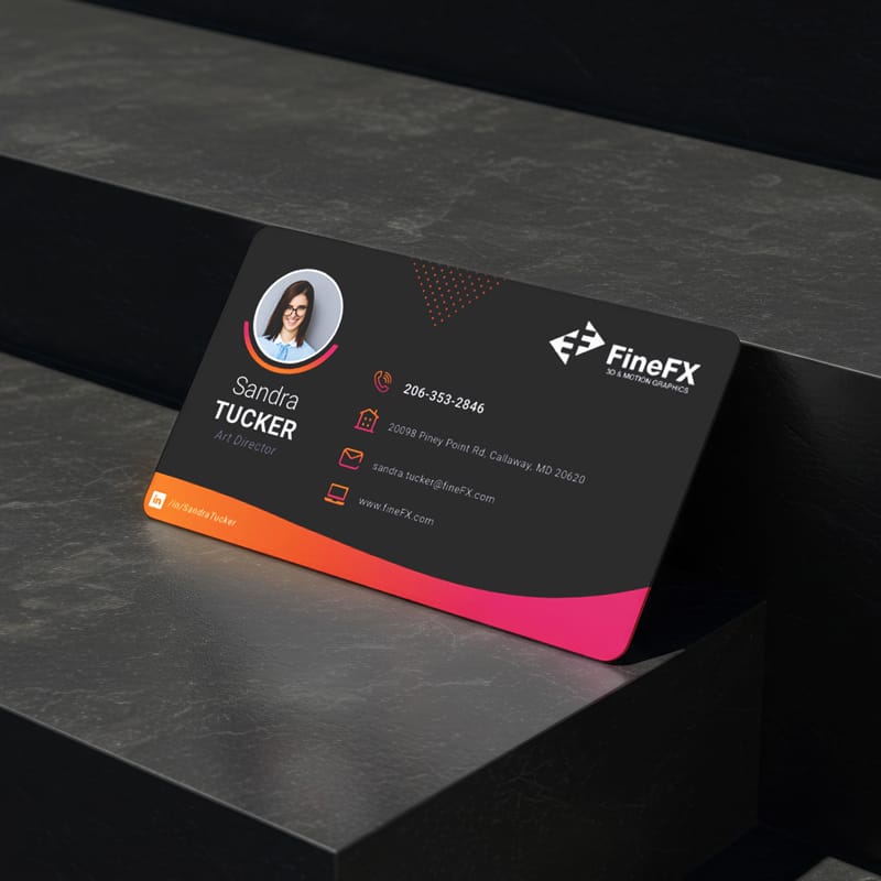 Business Card on Dark Steps Mockup PSD