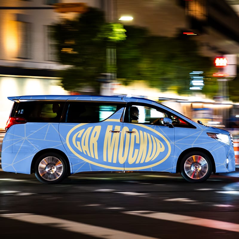 Car in Motion Mockup PSD