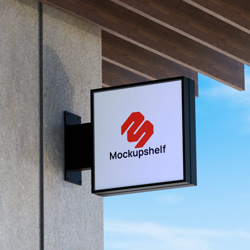 Contemporary Square Outdoor Signage Mockup PSD