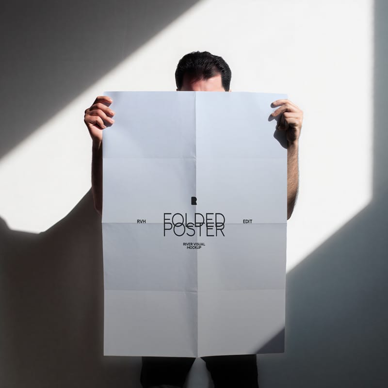 Folded Poster Mockup PSD