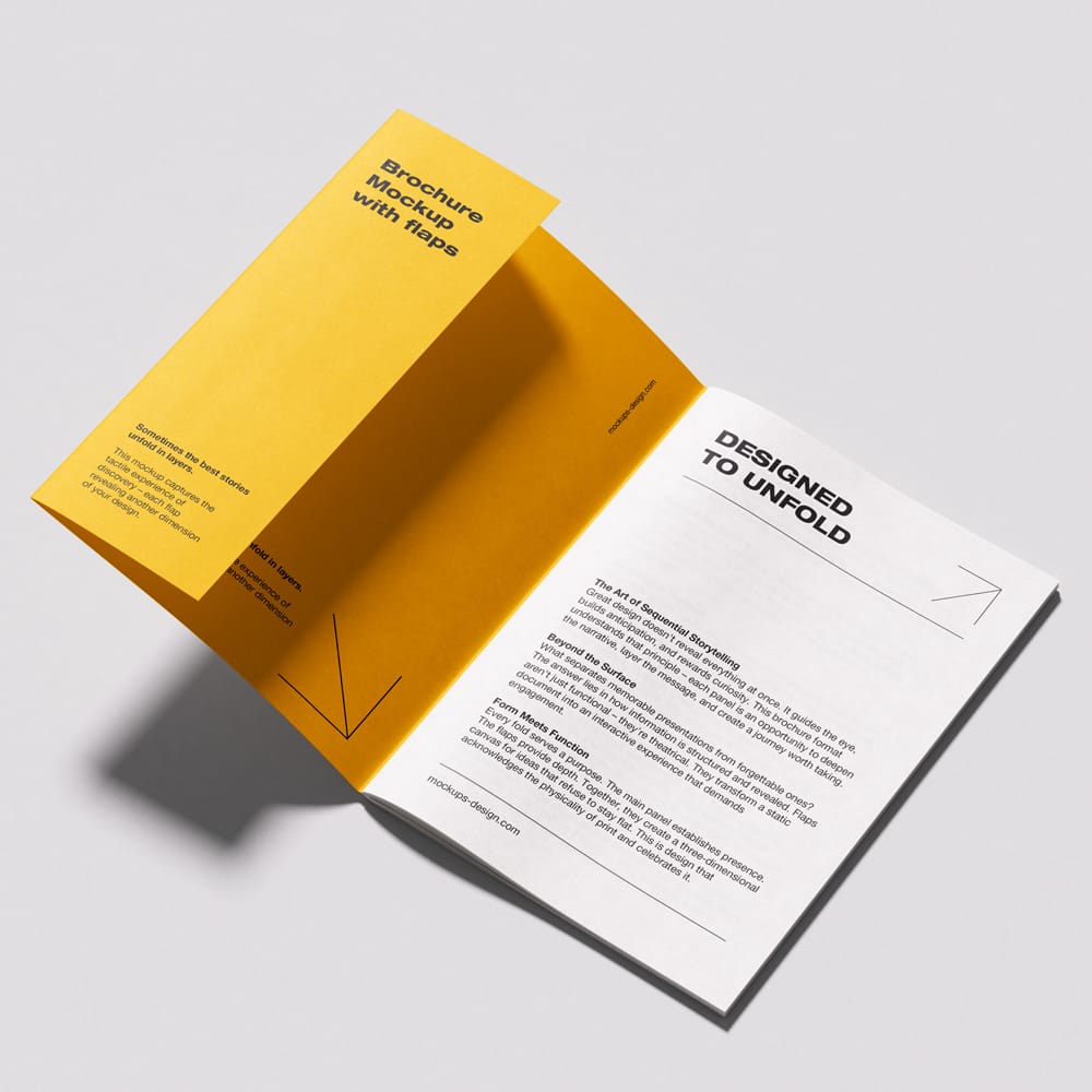 Free A5 Brochure with Flaps Mockup PSD