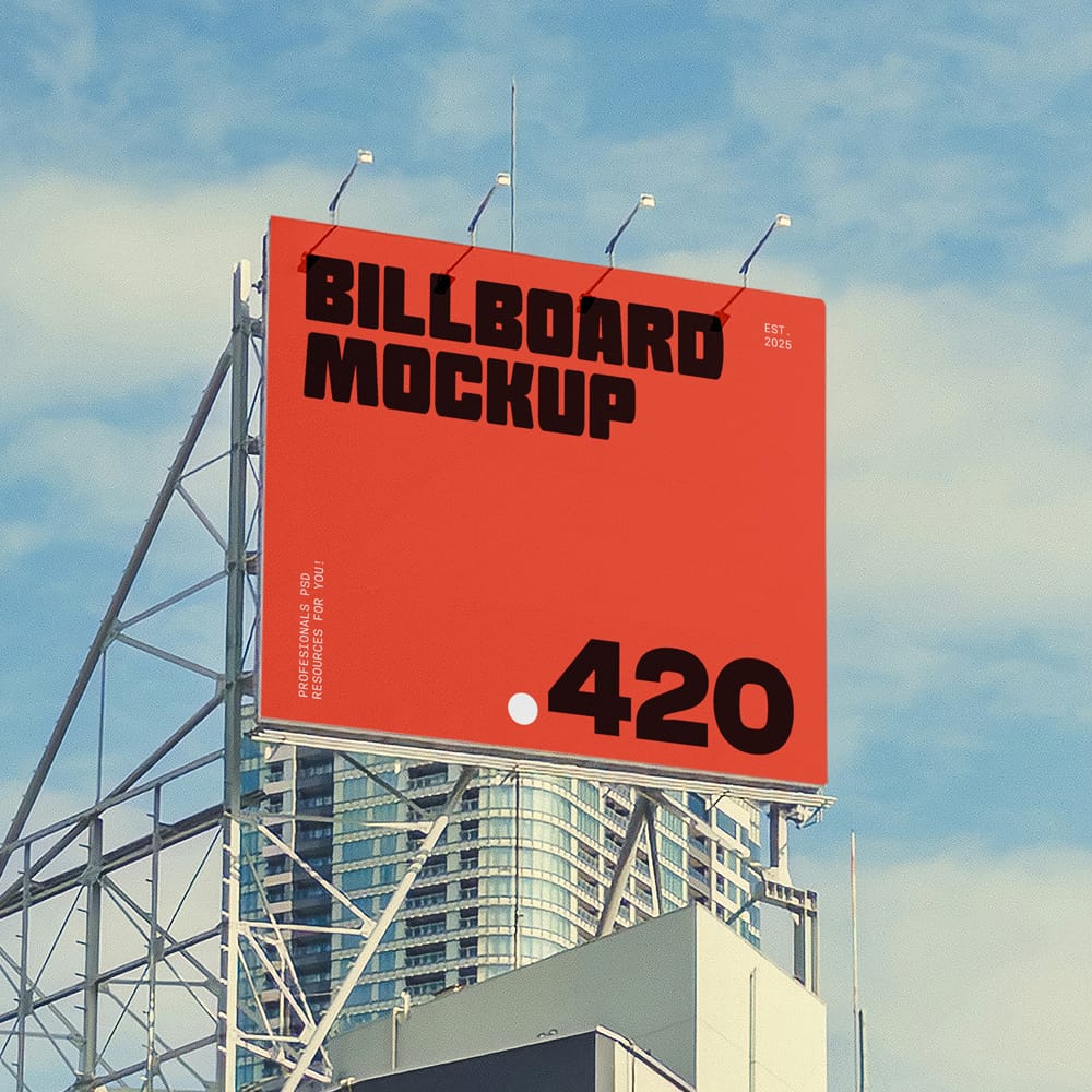 Free Billboard on Top Mockup PSD