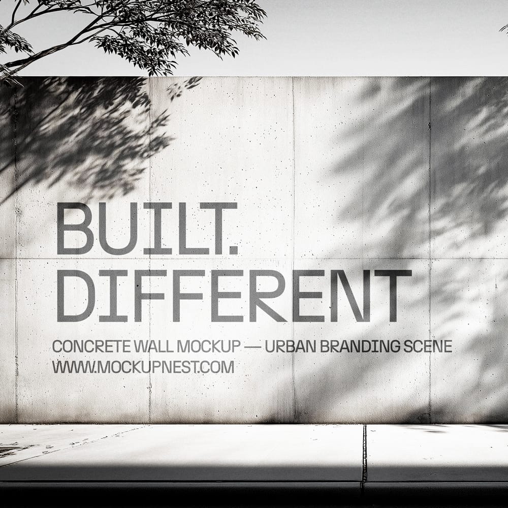Free Concrete Wall Branding Mockup PSD